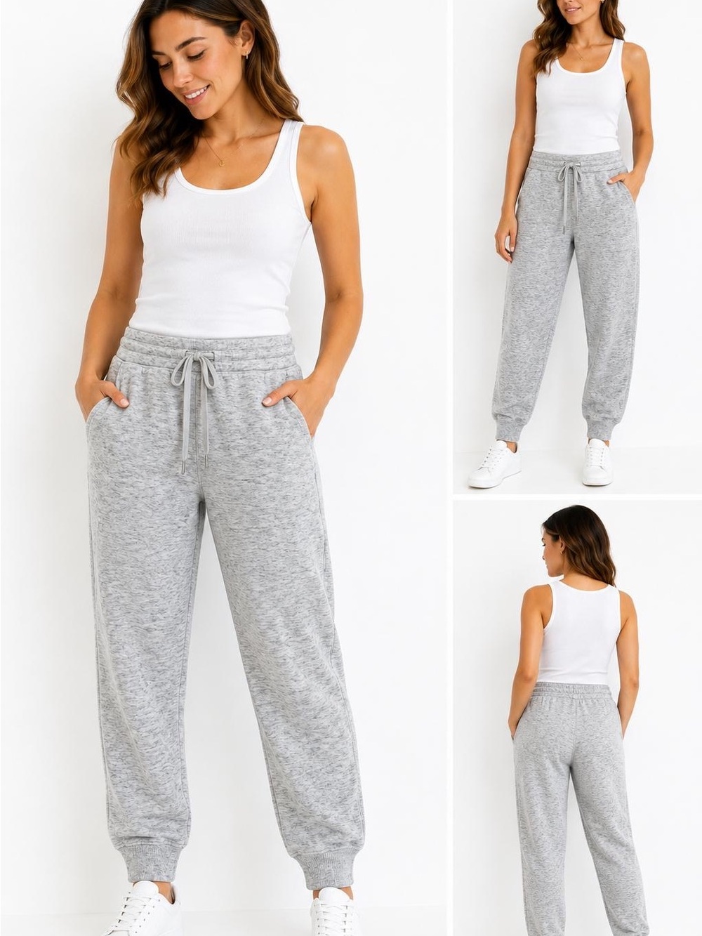 Athleta Light Heather Gray Drawstring Joggers